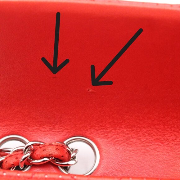 Pre-Owned, Restored CHANEL Perforated Leather Flap Shoulder Bag in Red/Silver - Picture 16 of 16